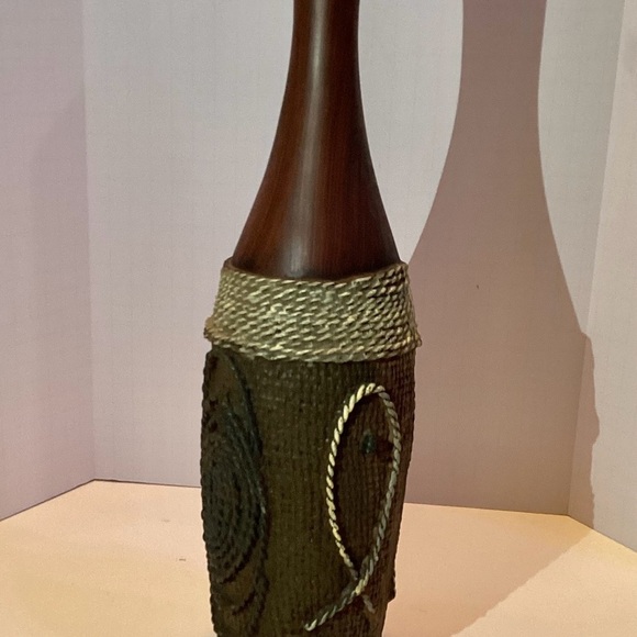Vintage Tall Rustic Tribal Nautical Bud Vase Embellished Roped Design - Picture 5 of 5